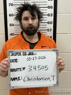 Mugshot of TRAVIS LEE CHRISTENSEN booked in Jasper County, Iowa on March 27, 2026