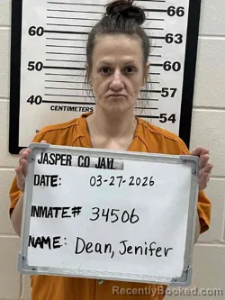 Mugshot of JENIFER JO DEAN booked in Jasper County, Iowa on March 27, 2026