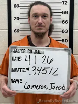 Mugshot of JACOB ANTHONY CAMERON booked in Jasper County, Iowa on April 1, 2026