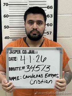 Mugshot of CRISTIAN DANIEL CARDENAS ERREYES booked in Jasper County, Iowa on April 1, 2026