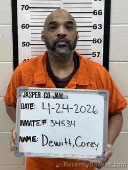 Mugshot of COREY SHARONNE DEWITT booked in Jasper County, Iowa on April 24, 2026