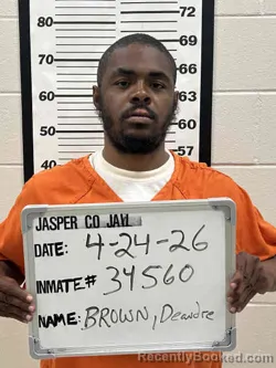 Mugshot of DEANDRE MONTEZ BROWN booked in Jasper County, Iowa on April 24, 2026