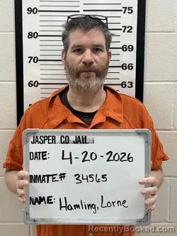 Mugshot of LORNE MICHAEL HAMLING booked in Jasper County, Iowa on April 20, 2026