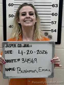 Mugshot of EMMA LOIS BUSHMAN booked in Jasper County, Iowa on April 20, 2026