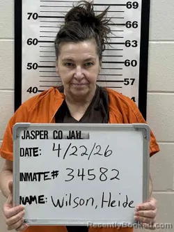 Mugshot of HEIDE JANE WILSON booked in Jasper County, Iowa on April 22, 2026