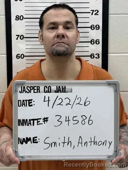 Mugshot of ANTHONY HERBERT SMITH booked in Jasper County, Iowa on April 22, 2026