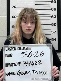 Mugshot of TRISTYN MAE GLOVER booked in Jasper County, Iowa on May 6, 2026
