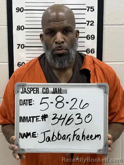 Mugshot of FAHEEM ABDUL JABBAR booked in Jasper County, Iowa on May 8, 2026