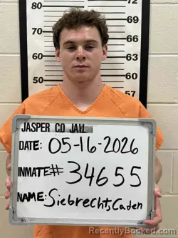 Mugshot of CADEN DILLON SIEBRECHT booked in Jasper County, Iowa on May 16, 2026