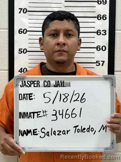 Mugshot of MILTON ANTONIO SALAZAR TOLEDO booked in Jasper County, Iowa on May 18, 2026