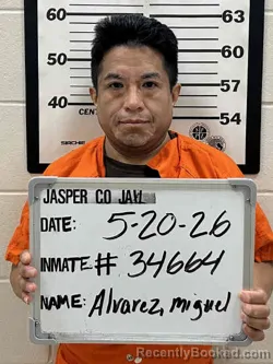 Mugshot of MIGUEL ANGEL ALVAREZ booked in Jasper County, Iowa on May 20, 2026