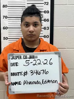 Mugshot of EDITHSON ISAI ALVARADO RODRIGUEZ booked in Jasper County, Iowa on May 22, 2026