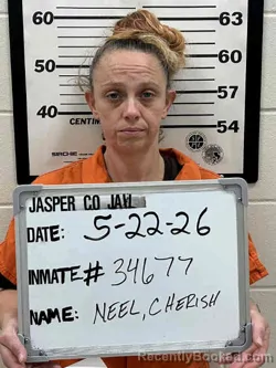 Mugshot of CHERISH ANN NEEL booked in Jasper County, Iowa on May 22, 2026