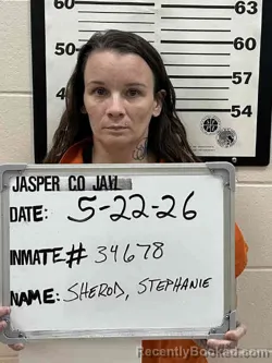 Mugshot of STEPHANI ELIZABETH SHEROD booked in Jasper County, Iowa on May 22, 2026