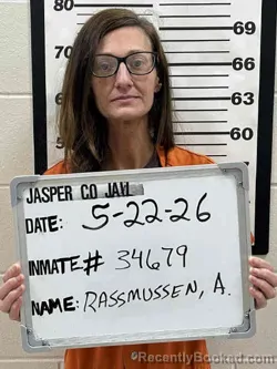 Mugshot of AMANDA JANE RASMUSSEN booked in Jasper County, Iowa on May 22, 2026