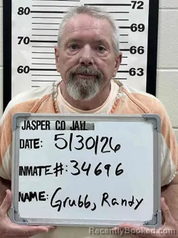 Mugshot of RANDAL SCOTT GRUBB booked in Jasper County, Iowa on May 29, 2026
