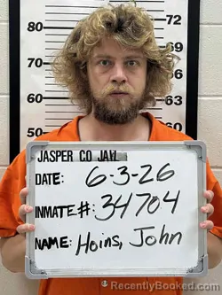Mugshot of JOHN LOUIS HOINS booked in Jasper County, Iowa on June 3, 2026