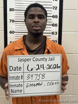 Mugshot of CHESS DUSHAWN GOODMAN booked in Jasper County, Iowa on June 24, 2026