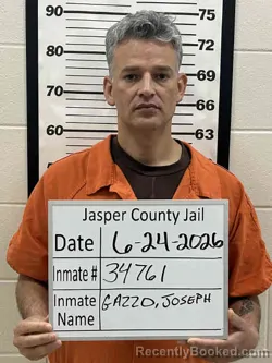 Mugshot of JOSEPH JOHN GAZZO booked in Jasper County, Iowa on June 24, 2026