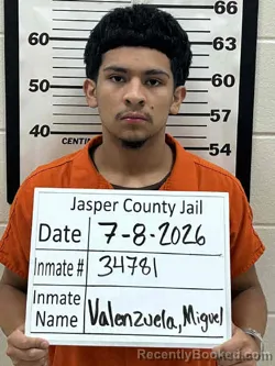 Mugshot of MIGUEL ANGEL VALENZUELA RODRIGUEZ booked in Jasper County, Iowa on July 8, 2026