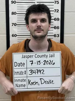 Mugshot of DRAKE LEE KOCH booked in Jasper County, Iowa on July 15, 2026