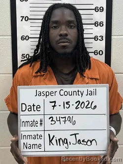 Mugshot of JASON DYVONNE TABYUS KING booked in Jasper County, Iowa on July 15, 2026