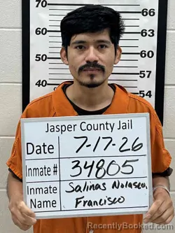 Mugshot of FRANCISCO KARELL SALINAS NOLASCO booked in Jasper County, Iowa on July 17, 2026