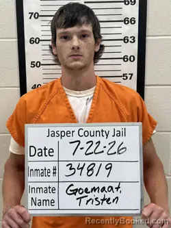 Mugshot of TRISTEN JOSEPH GOEMAAT booked in Jasper County, Iowa on July 22, 2026