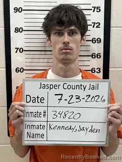 Mugshot of JAYDEN RYAN KENNEDY booked in Jasper County, Iowa on July 23, 2026
