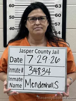 Mugshot of STACY DIANE MENDENHALL booked in Jasper County, Iowa on July 29, 2026