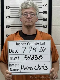 Mugshot of CHRISTOPHER LEE HORNE booked in Jasper County, Iowa on July 29, 2026