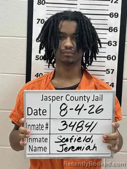 Mugshot of JEREMIAH JERRON LAWRENCE SCOFIELD booked in Jasper County, Iowa on August 4, 2026