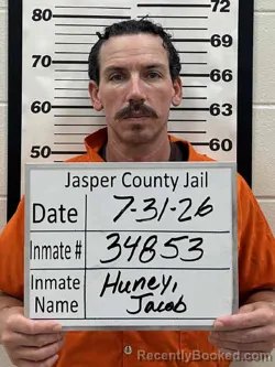 Mugshot of JACOB ROSS HUNEY booked in Jasper County, Iowa on July 31, 2026