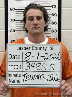 Mugshot of JUDE DONALD TEUMAR booked in Jasper County, Iowa on August 1, 2026