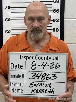 Mugshot of KENNETH DEAN EARNEST booked in Jasper County, Iowa on August 4, 2026