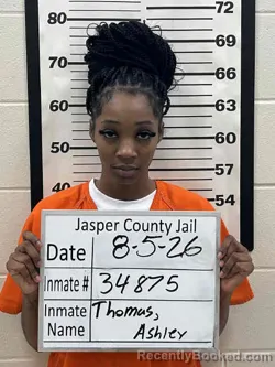 Mugshot of Ashley Janelle Thomas booked in Jasper County, Iowa on August 5, 2026