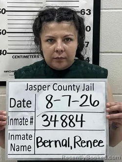 Mugshot of Renee Angelic Bernal booked in Jasper County, Iowa on August 7, 2026