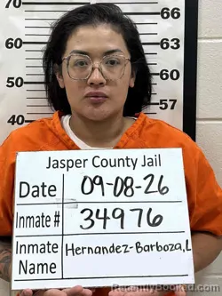 Mugshot of Lizbeth Hernandez-Barboza booked in Jasper County, Iowa on September 8, 2026
