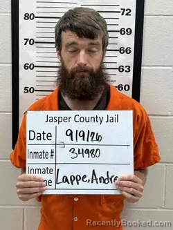 Mugshot of Andrew William Lappe booked in Jasper County, Iowa on September 9, 2026