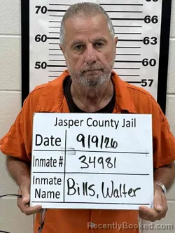 Mugshot of Walter Eugene Bills booked in Jasper County, Iowa on September 9, 2026