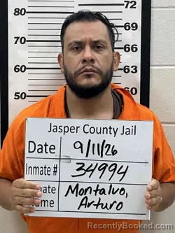 Mugshot of Arturo Marquez Montalvo booked in Jasper County, Iowa on September 11, 2026
