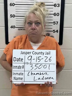 Mugshot of Ladonna Jo Chambers booked in Jasper County, Iowa on September 15, 2026