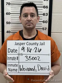 Mugshot of David John Woiwood booked in Jasper County, Iowa on September 16, 2026