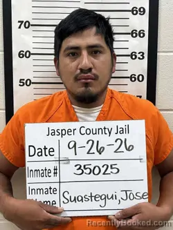 Mugshot of Jose L Suastegui Ramos booked in Jasper County, Iowa on September 26, 2026