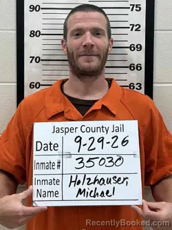 Mugshot of Michael David Holzhauser booked in Jasper County, Iowa on September 29, 2026