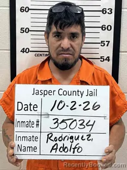 Mugshot of Adolfo Rodriguez Luna booked in Jasper County, Iowa on October 2, 2026
