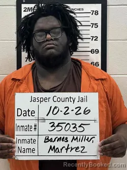 Mugshot of Martrez Barnes Miller booked in Jasper County, Iowa on October 2, 2026