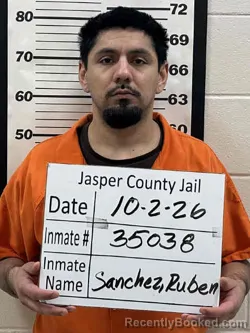 Mugshot of Ruben Sanchez booked in Jasper County, Iowa on October 2, 2026