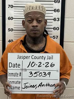 Mugshot of Anthony Keith Joiner booked in Jasper County, Iowa on October 2, 2026
