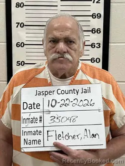 Mugshot of Alan Wade Fletcher booked in Jasper County, Iowa on October 22, 2026